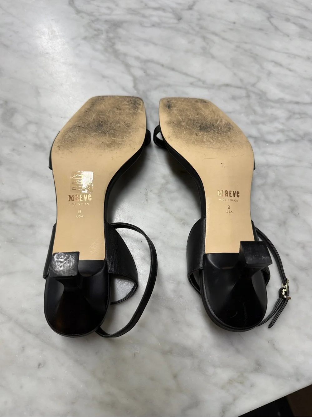 Anthropologie | Maeve Black Square Toe Kitten Heels Size 9 - Picture 7 of 12